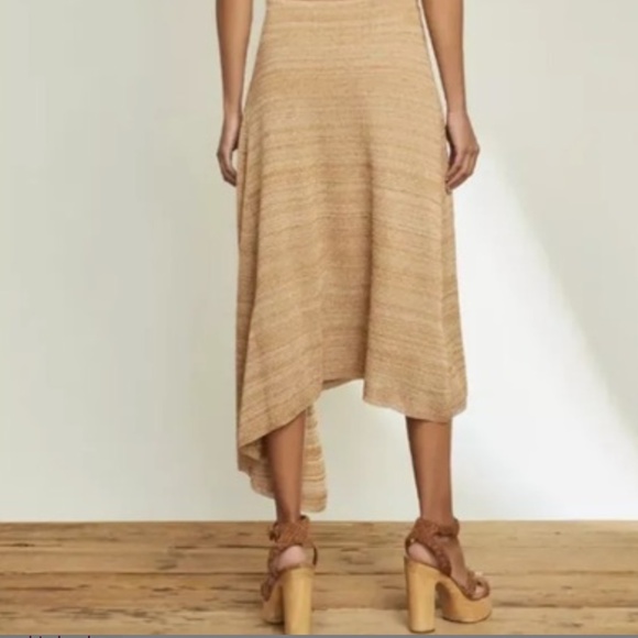 Veronica Beard - Gold Multicolor Knit Dress W/ Asymmetrical Hem Sz M - Picture 6 of 11